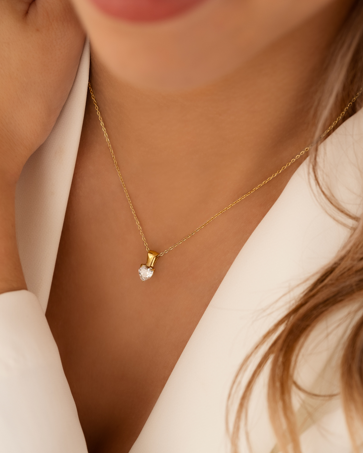 Sieraden set crystal hearts goudkleurig