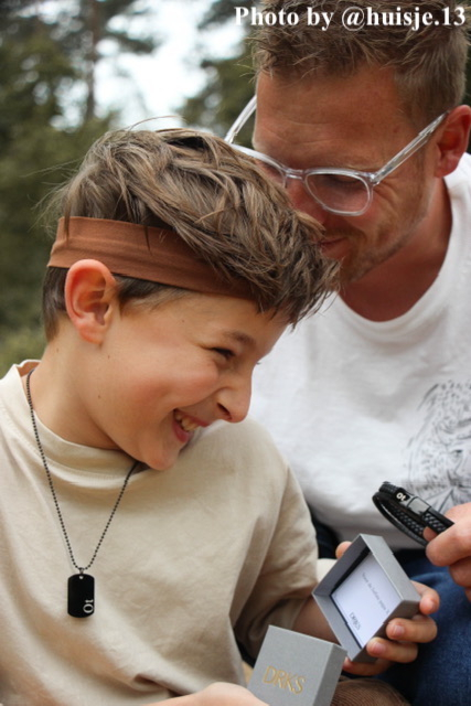 Leren heren armband met namen zwart