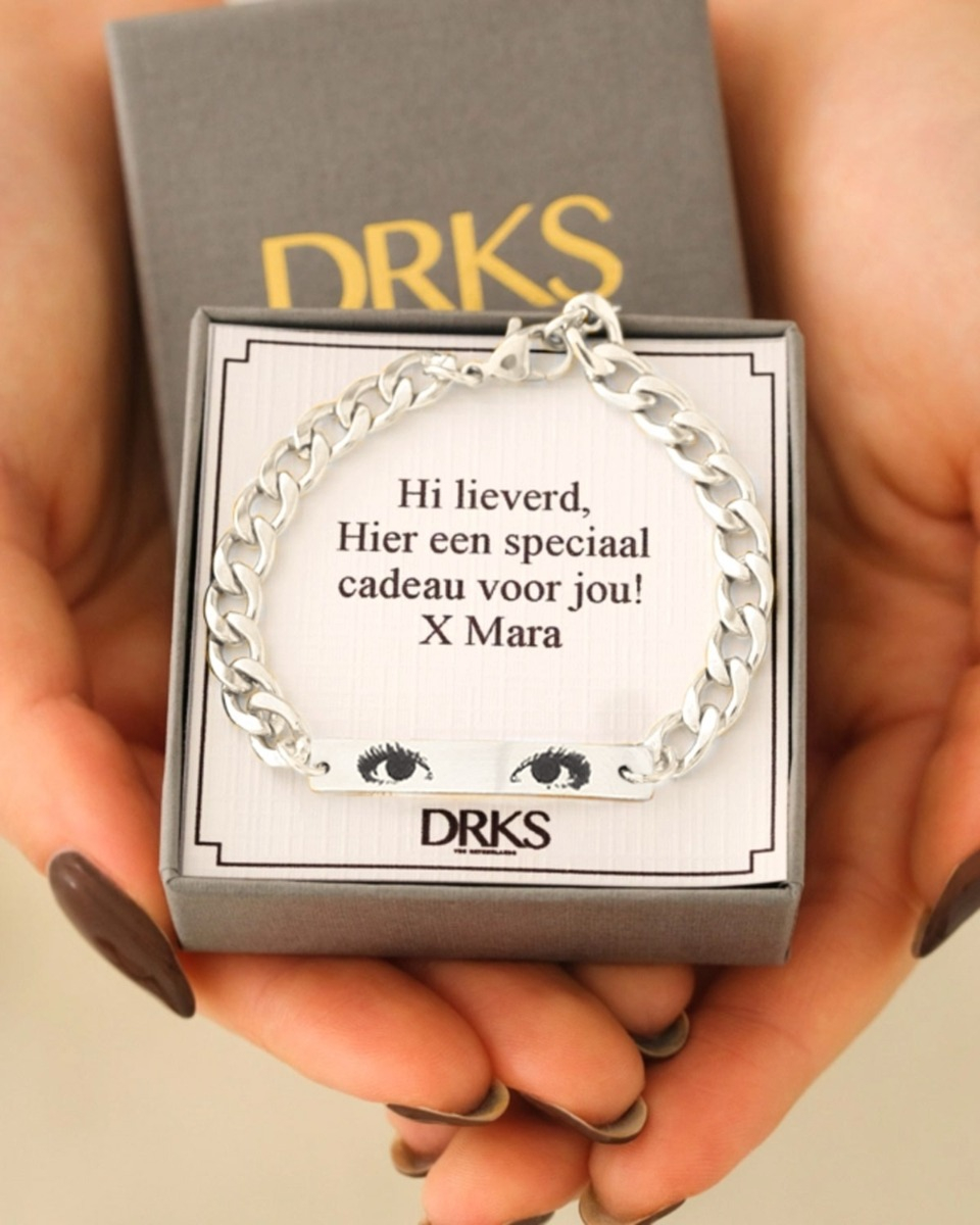 Zilveren chain armband met ogen