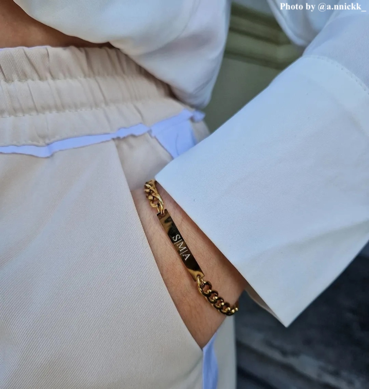 Moeder & Kind armband graveerbaar goud kleurig