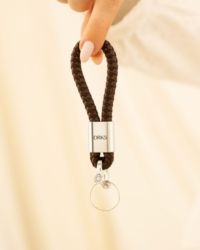 Bruine leren sleutelhanger