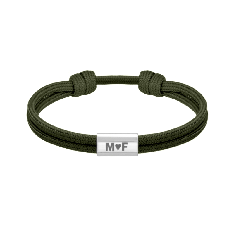 Naam armband heren groen zilverkleurig