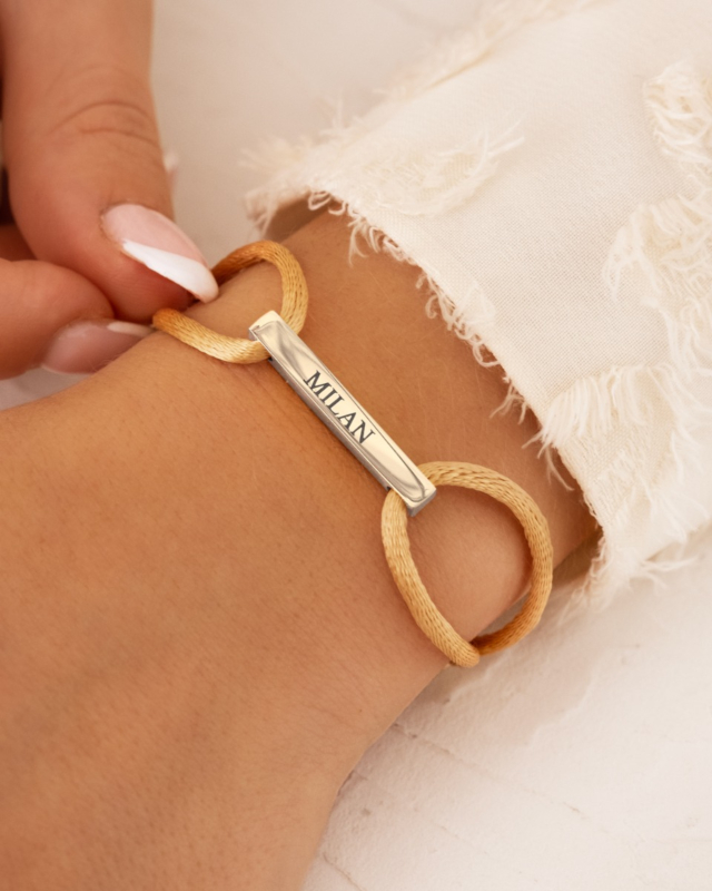 Bar armband satin met gravering