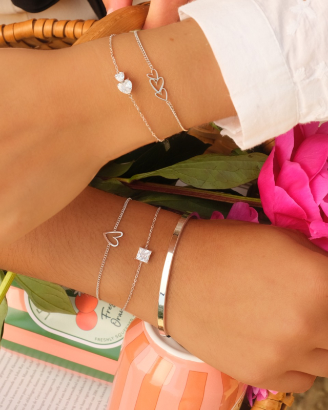 Zilveren armparty hartjes