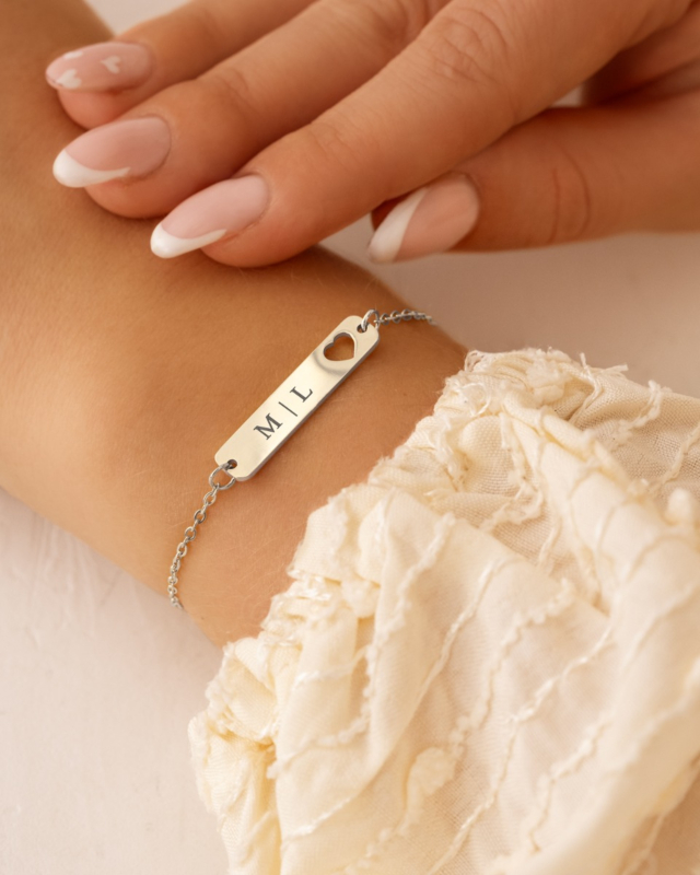 Armband zilver hartje met gravering