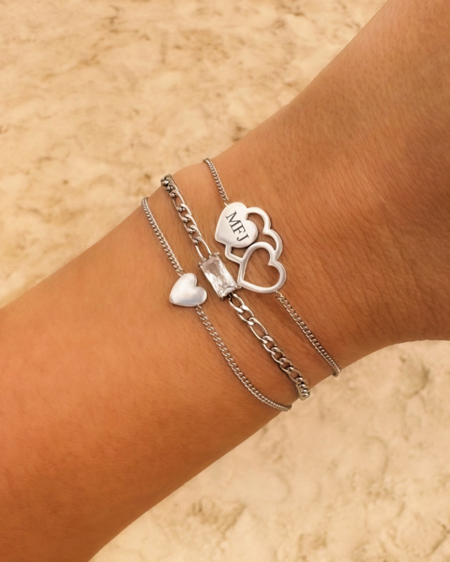 Zilveren hartjes armparty