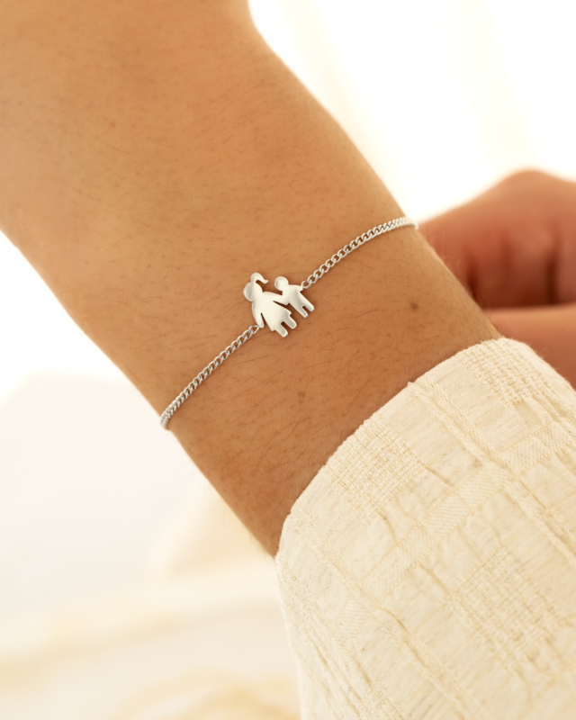 zilveren moeder & kind armband