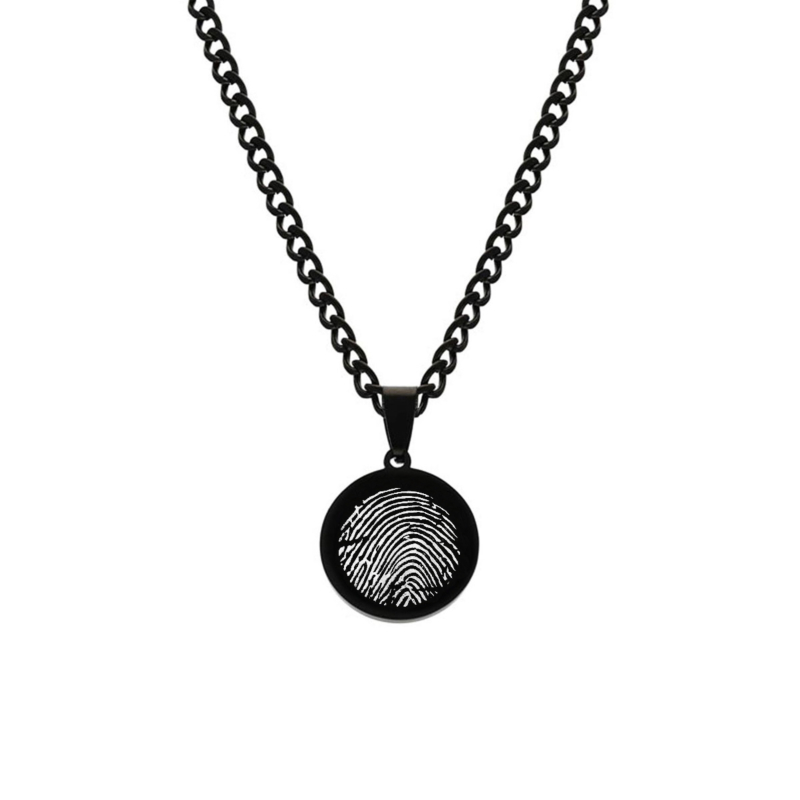 Zwarte ketting met vingerafdruk voor mannen