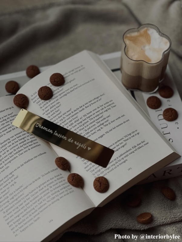 Boekenlegger graveren goudkleurig