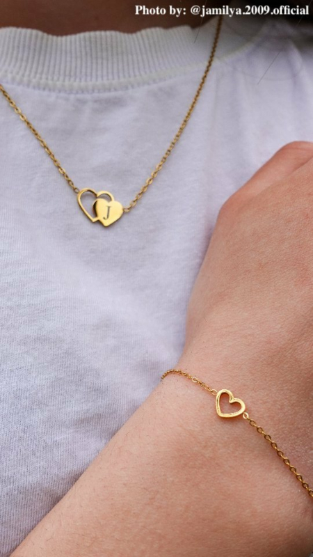 Gouden hartjes twin ketting.
