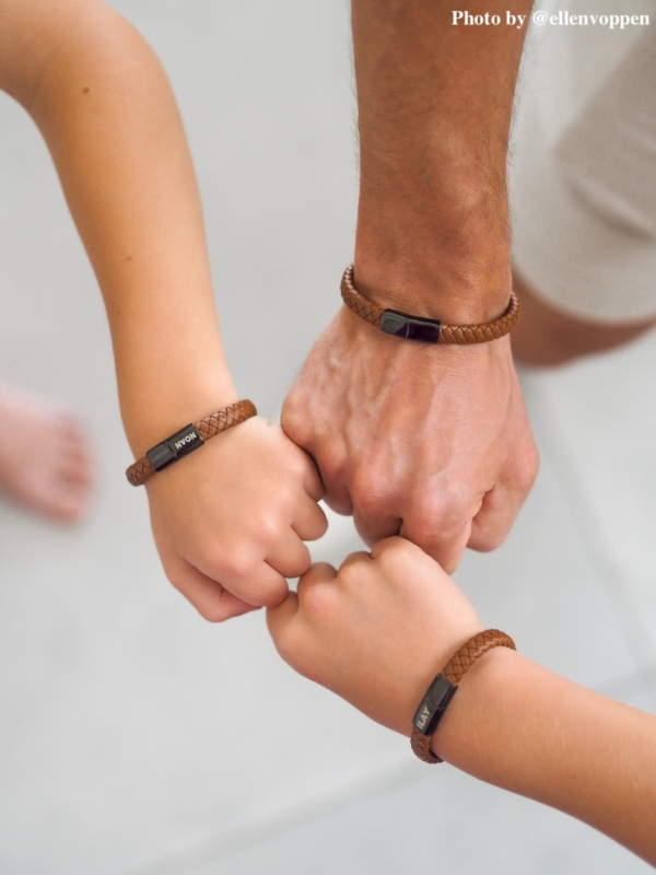 Kinder bruine leren armband