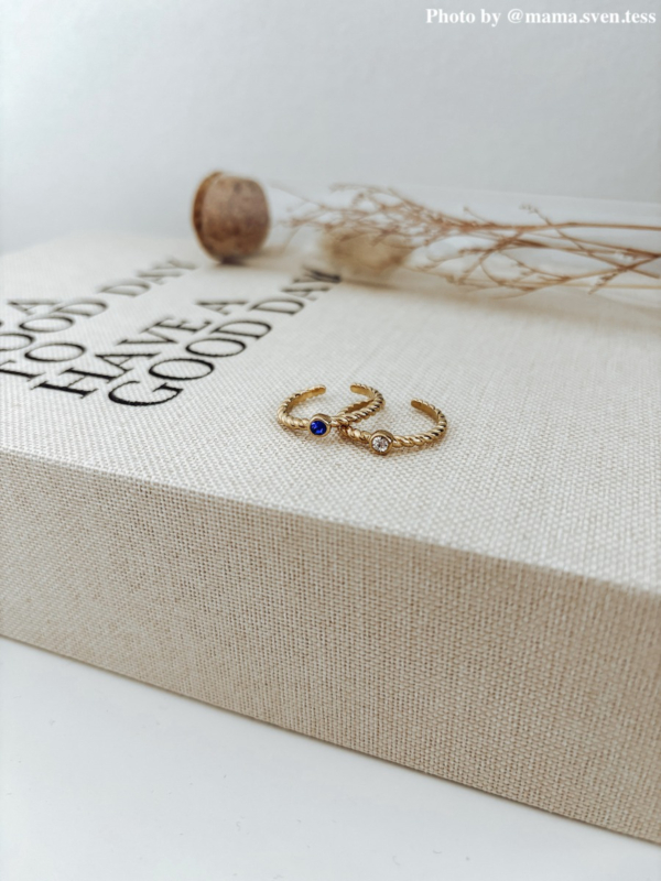 Influencer met aesthetic birthstone ringen