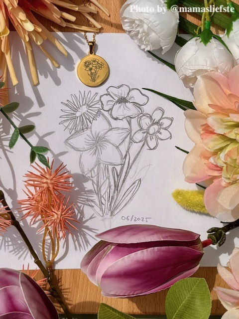 Influencer tekening wat gegraveerd is op de ketting