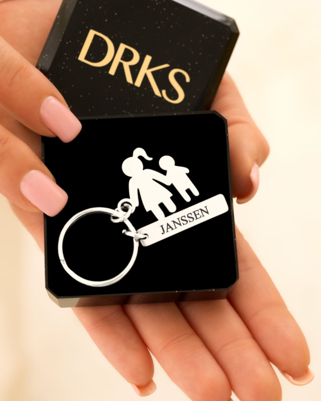 Zilveren sleutelhanger familie