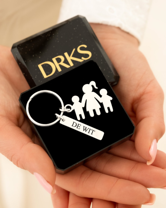 Zilveren sleutelhanger voor familie