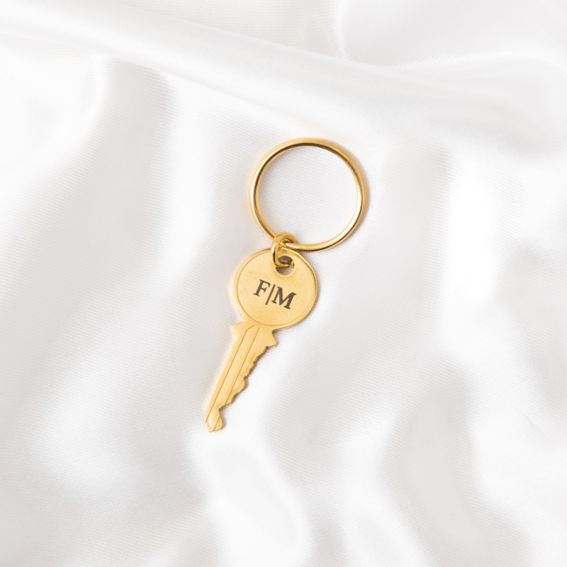 sleutelhanger met gravering goud