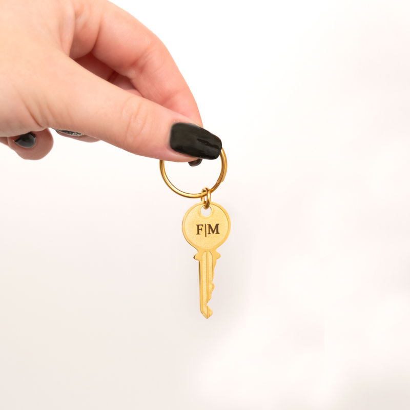 sleutelhanger met gravering goud