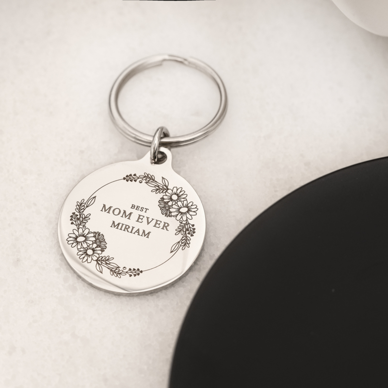 Coin sleutelhanger met mama's naam gegraveerd