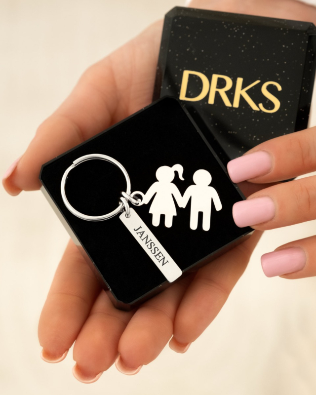 Familie sleutelhanger zilver