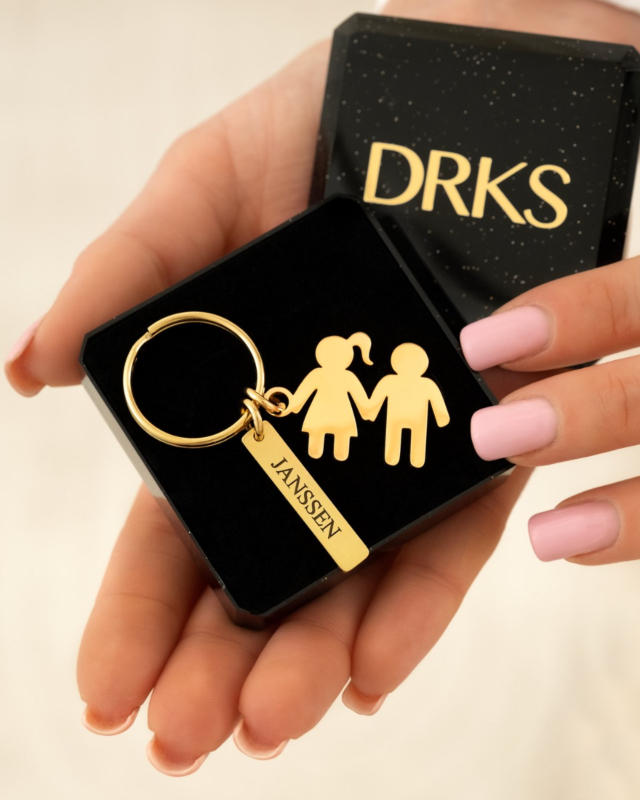 Man vrouw sleutelhanger in doosje