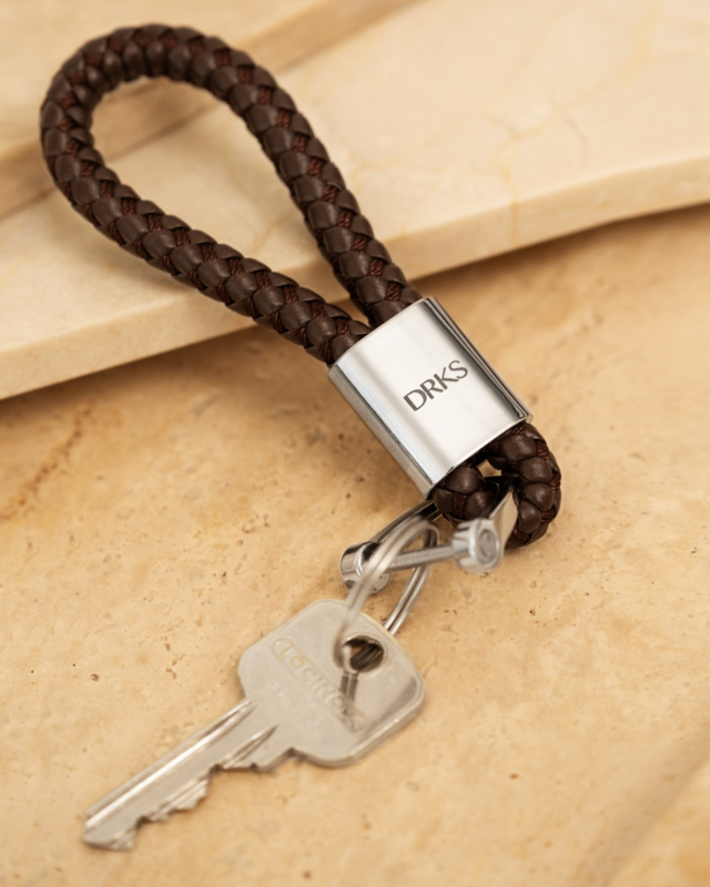 Sleutelhanger van bruin leer
