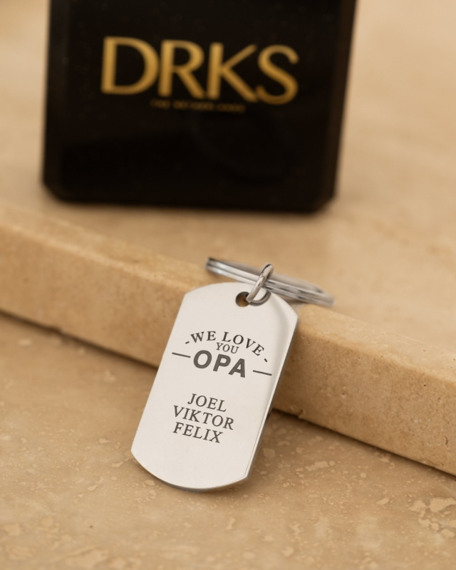 Zilveren sleutelhanger voor opa