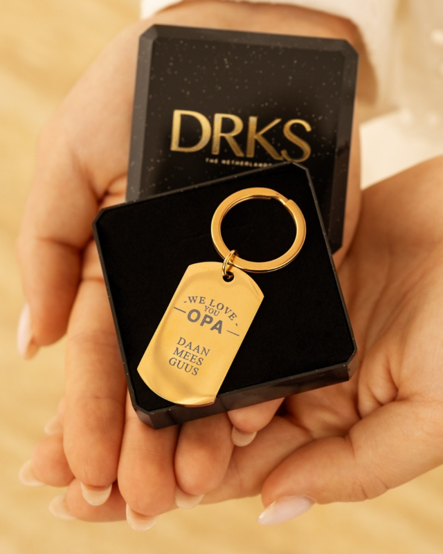 Gouden opa sleutelhanger in sieradendoosje
