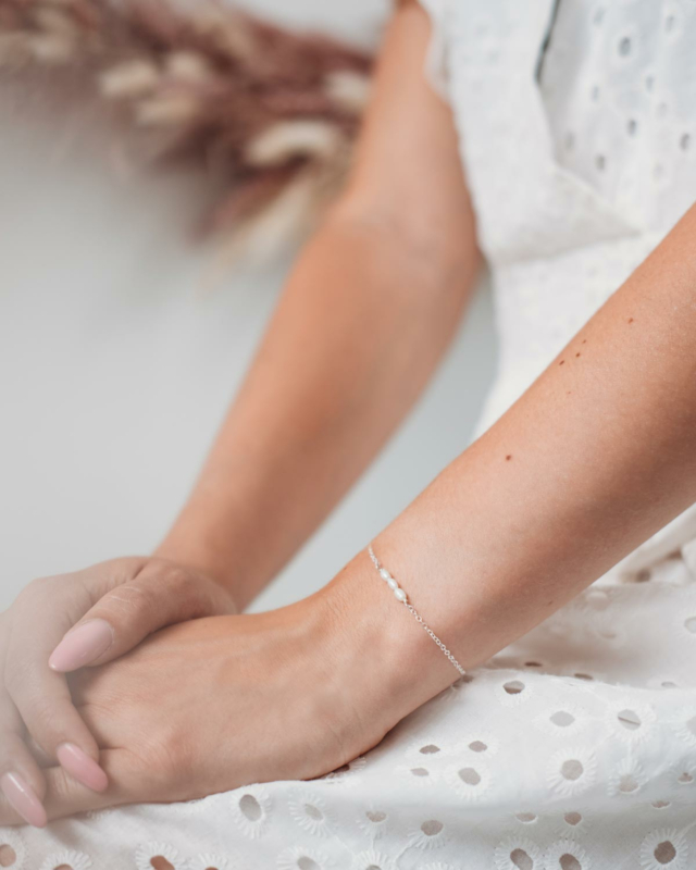 Armband drie pareltjes sterling zilver