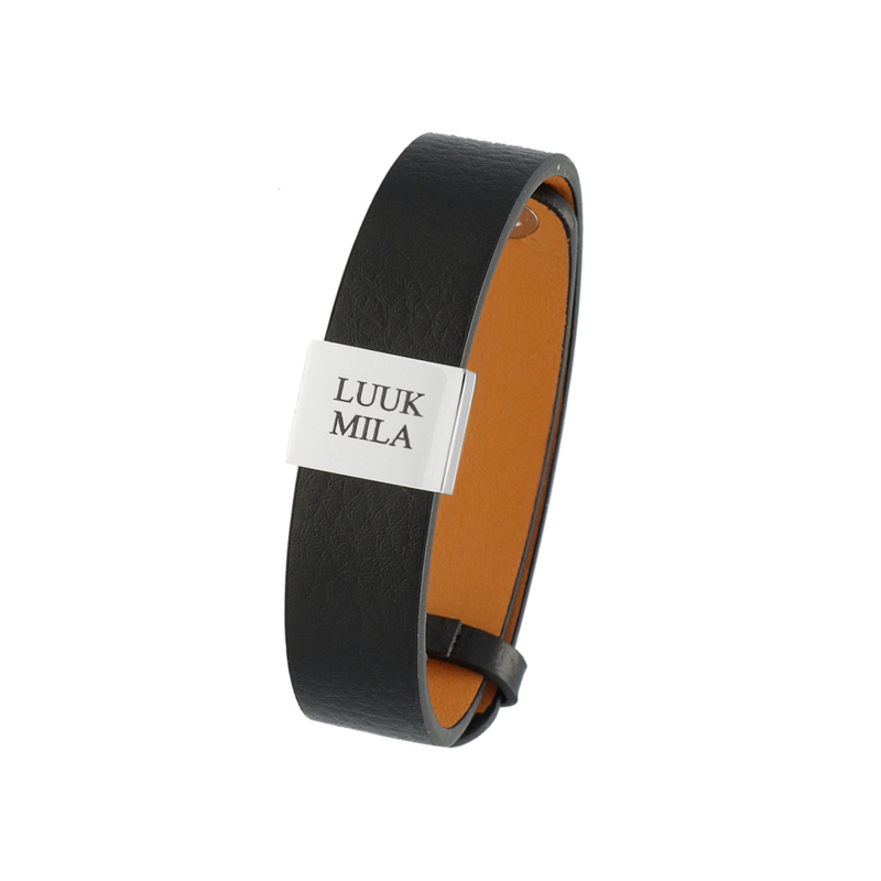 Heren armband met initialen zwart