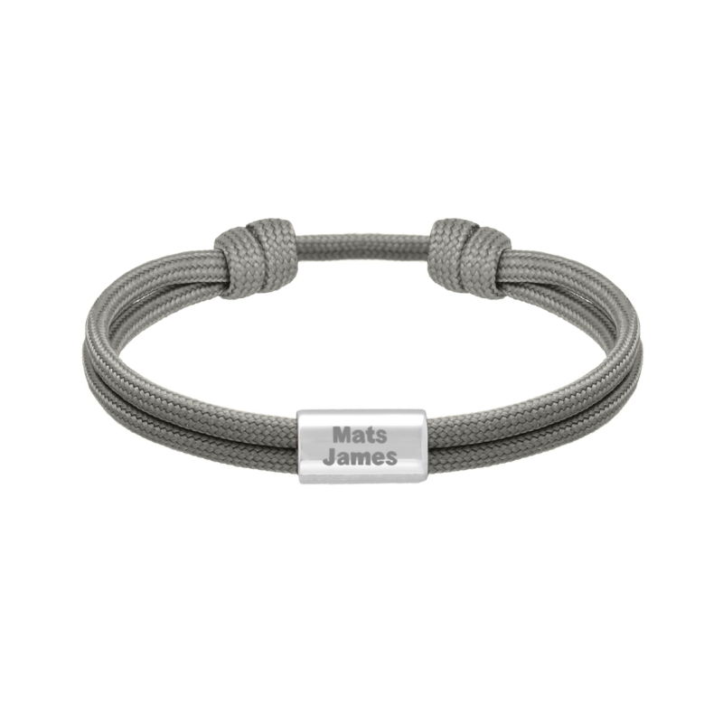 Naam armband heren grijs zilverkleurig