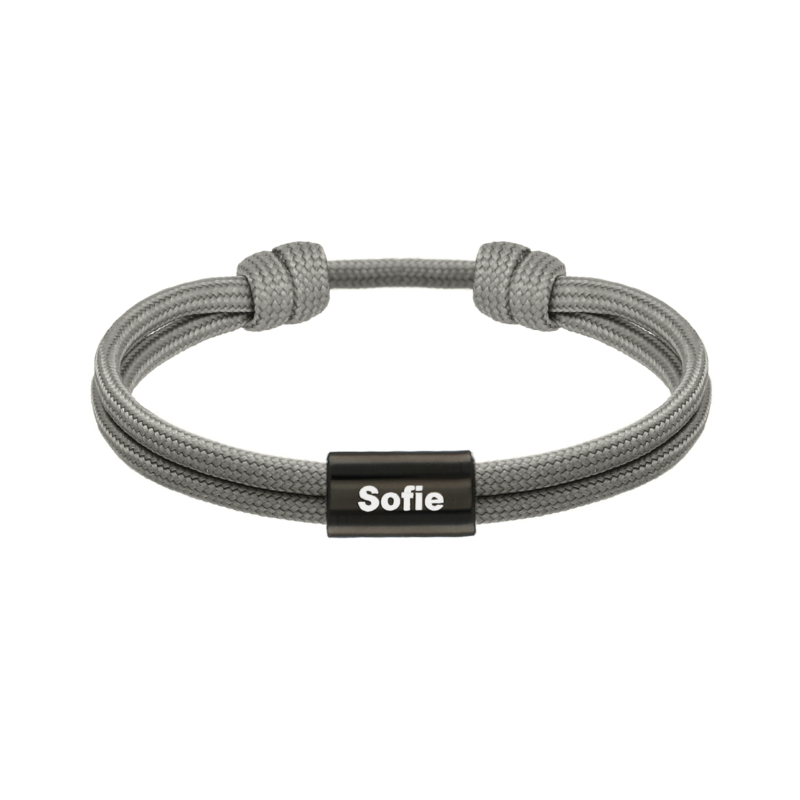 Naam armband heren grijs