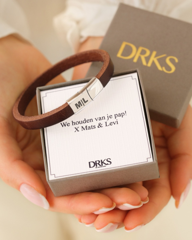 Bruine leren armband met sieradendoosje