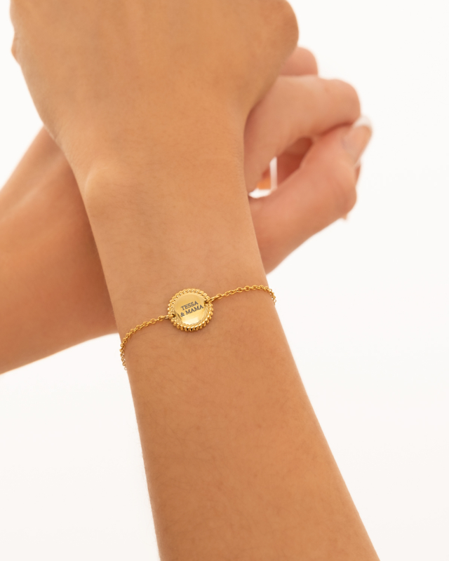Graveerbare kinder armband vintage goudkleurig