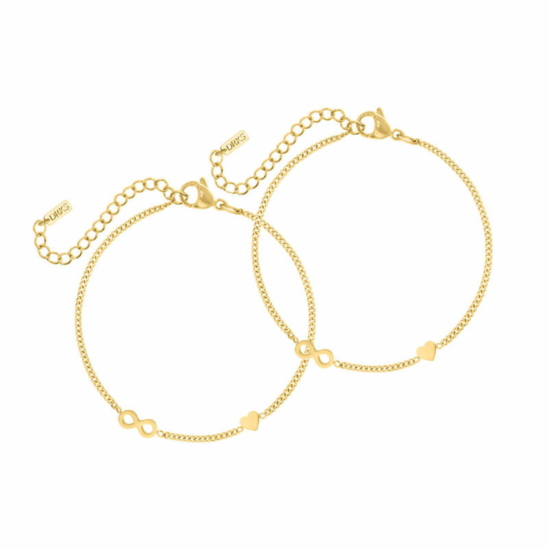 Moeder & dochter armband infinity & heart goudkleurig