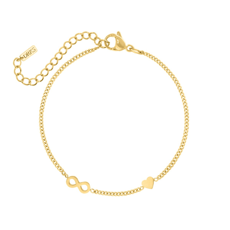 Infinity & heart armband goudkleurig