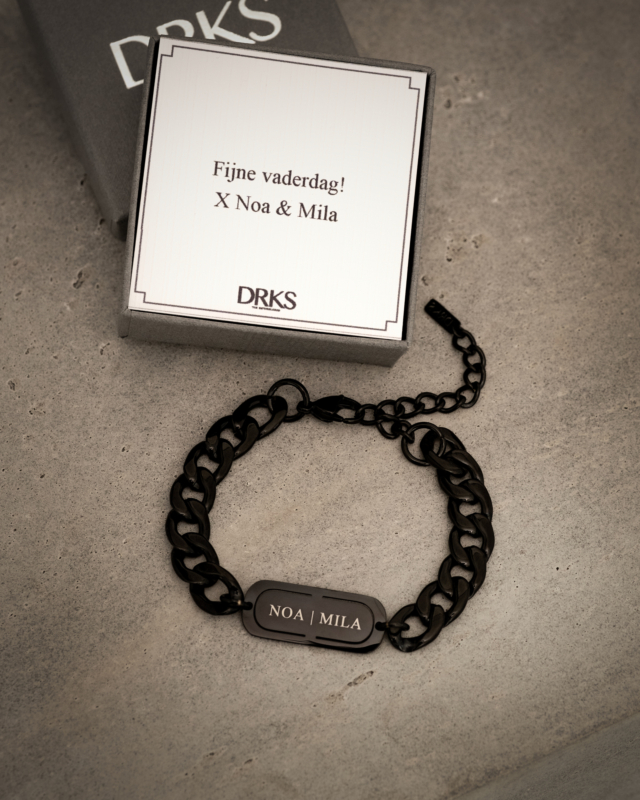 Graveerbare Tag Armband Heren Zwart