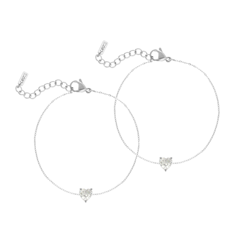 Moeder & dochter armband crystal heart