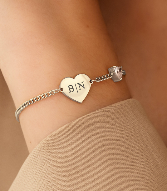zilveren hartjes armband met letters
