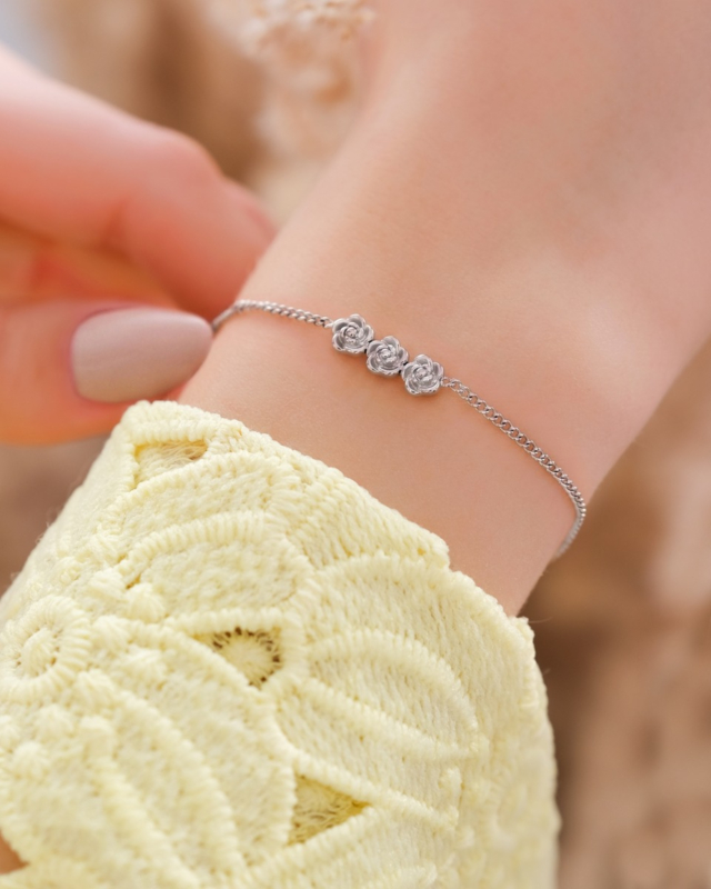 Roosjes armband zilver