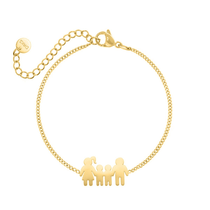 Man vrouw en twee kindjes armband goud