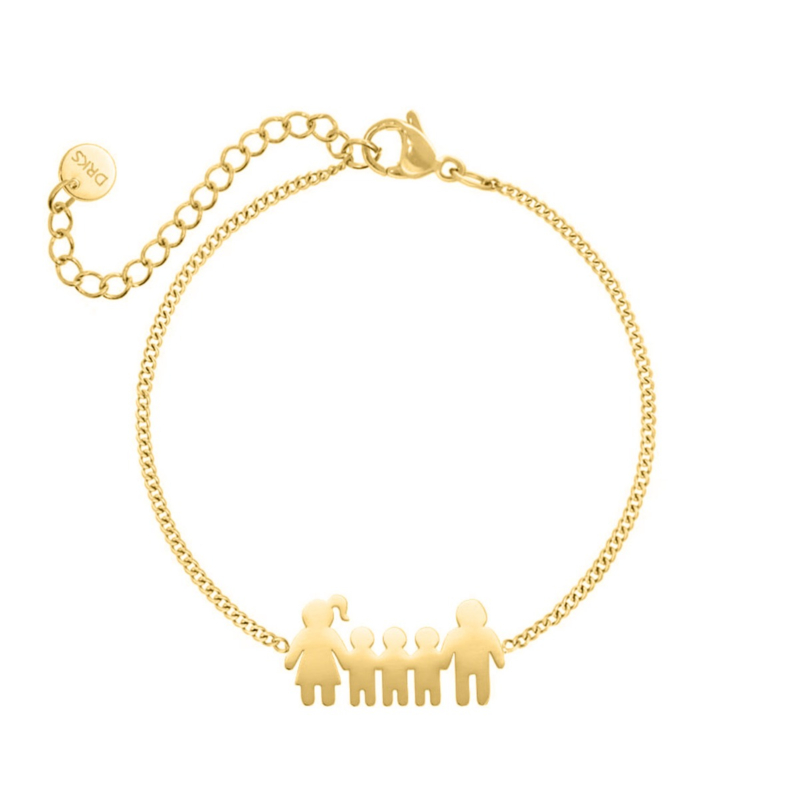 Armband man vrouw en drie kinderen goud