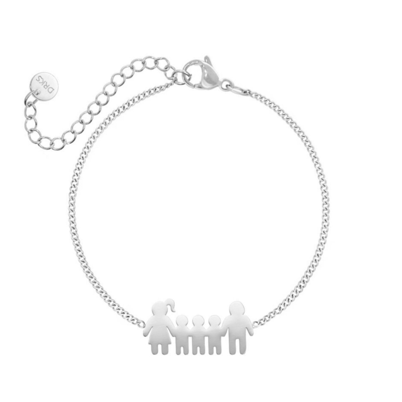 Armband man vrouw en drie kinderen zilver