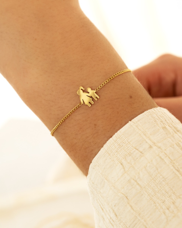 gouden moeder en kind armband