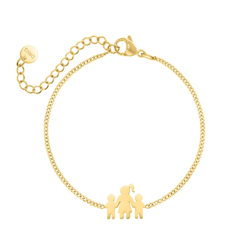 Armband moeder en twee kinderen goudkleurig