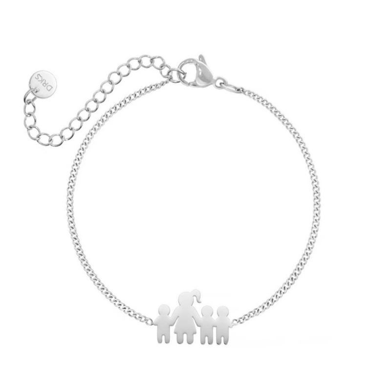 Armband moeder en drie kinderen zilver