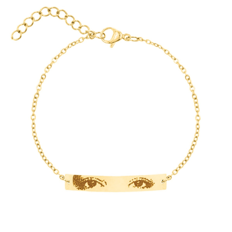 gouden bar armband met ogen