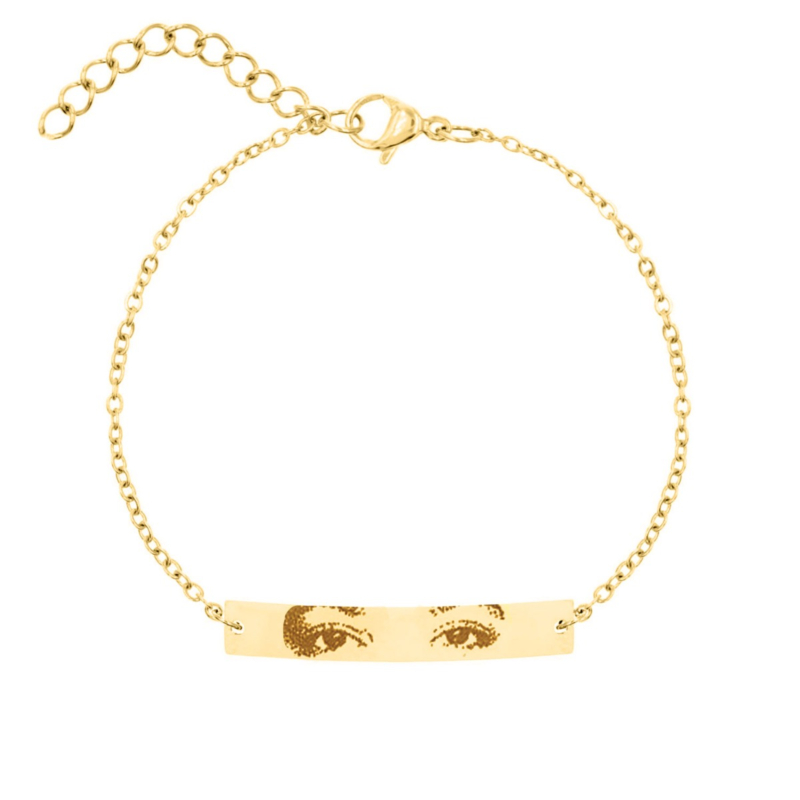 gouden bar armband met ogen