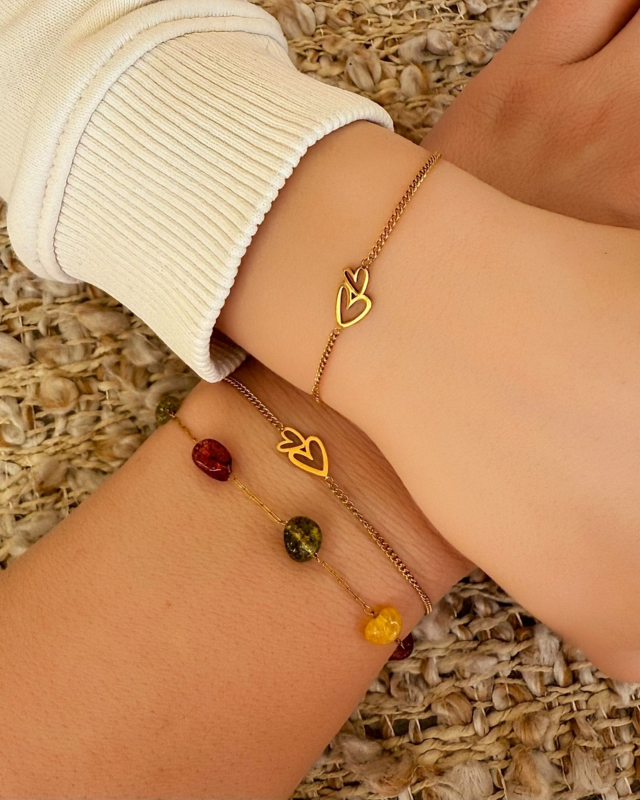 Moeder en dochter armbanden met hartjes