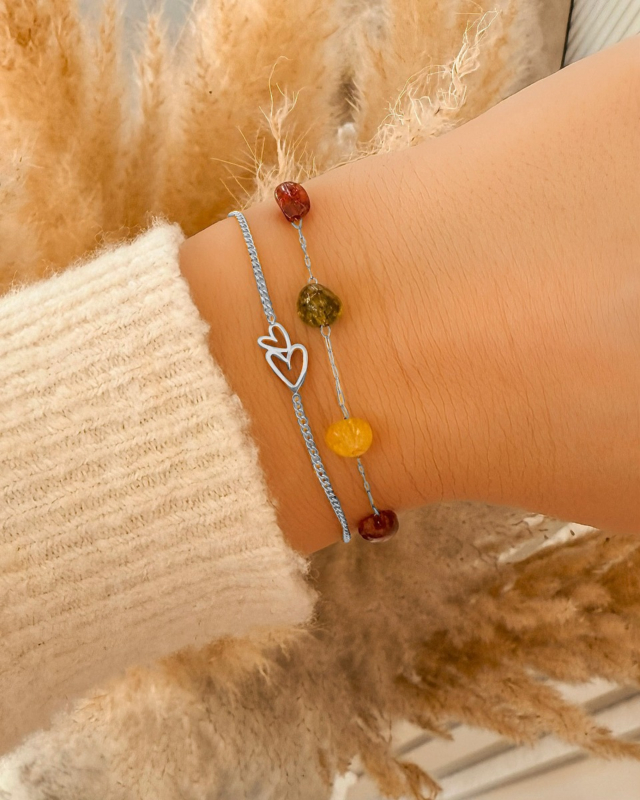 Armparty hartjes zilver