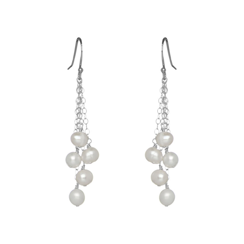 Belle Silver Ivory Parel Oorbellen